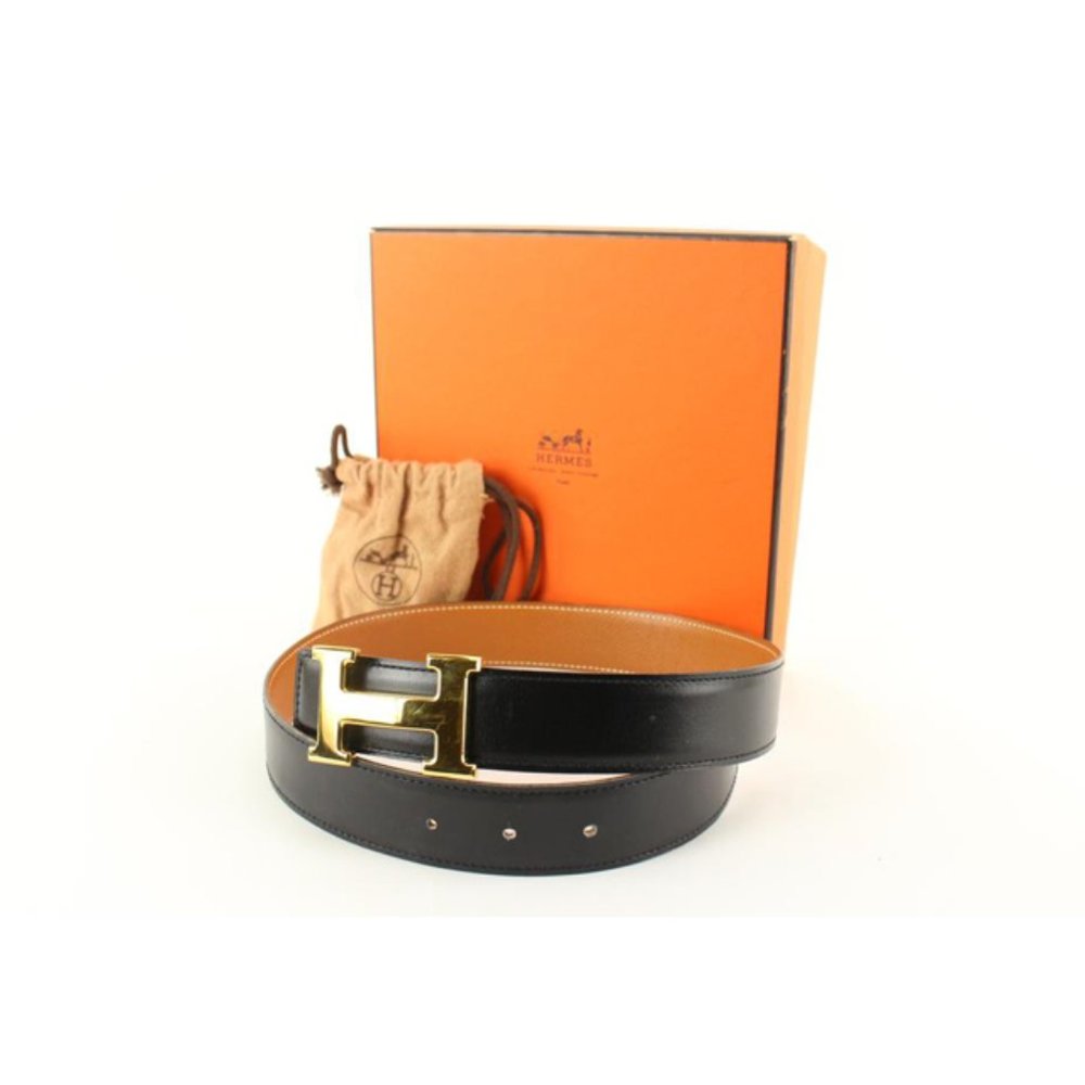 Hermès 32mm Black x Brown Reversible H Logo Belt Kit 93h719s - Picture 2 of 12